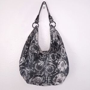 HOBO Snake Embossed Leather Hobo Shoulder Bag